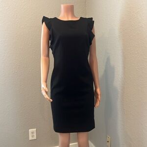 CALVIN KLEIN Womens BLACK Flutter Sleeve Short Party Sheath Dress Sz 4 #158